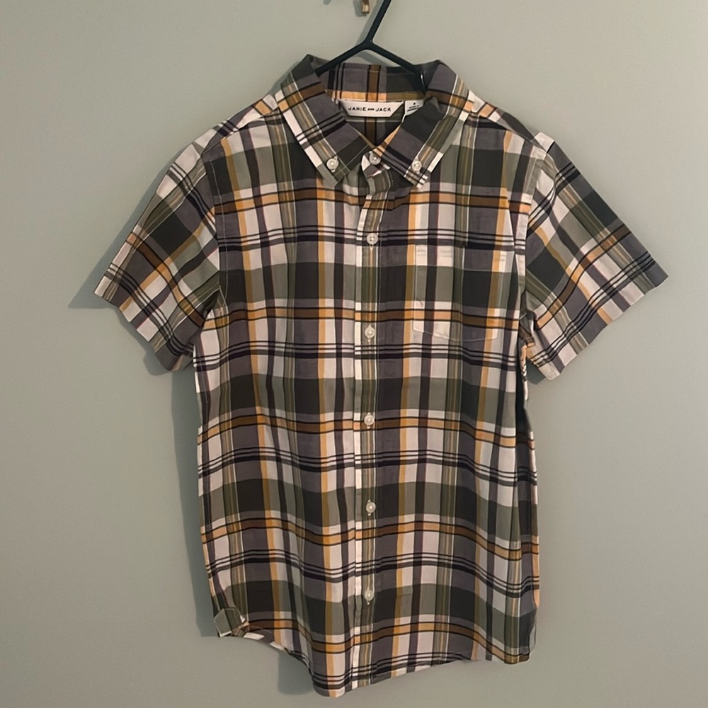NWT! Janie & Jack plaid short sleeve madras shirt w/buttondown collar & 1 pocket